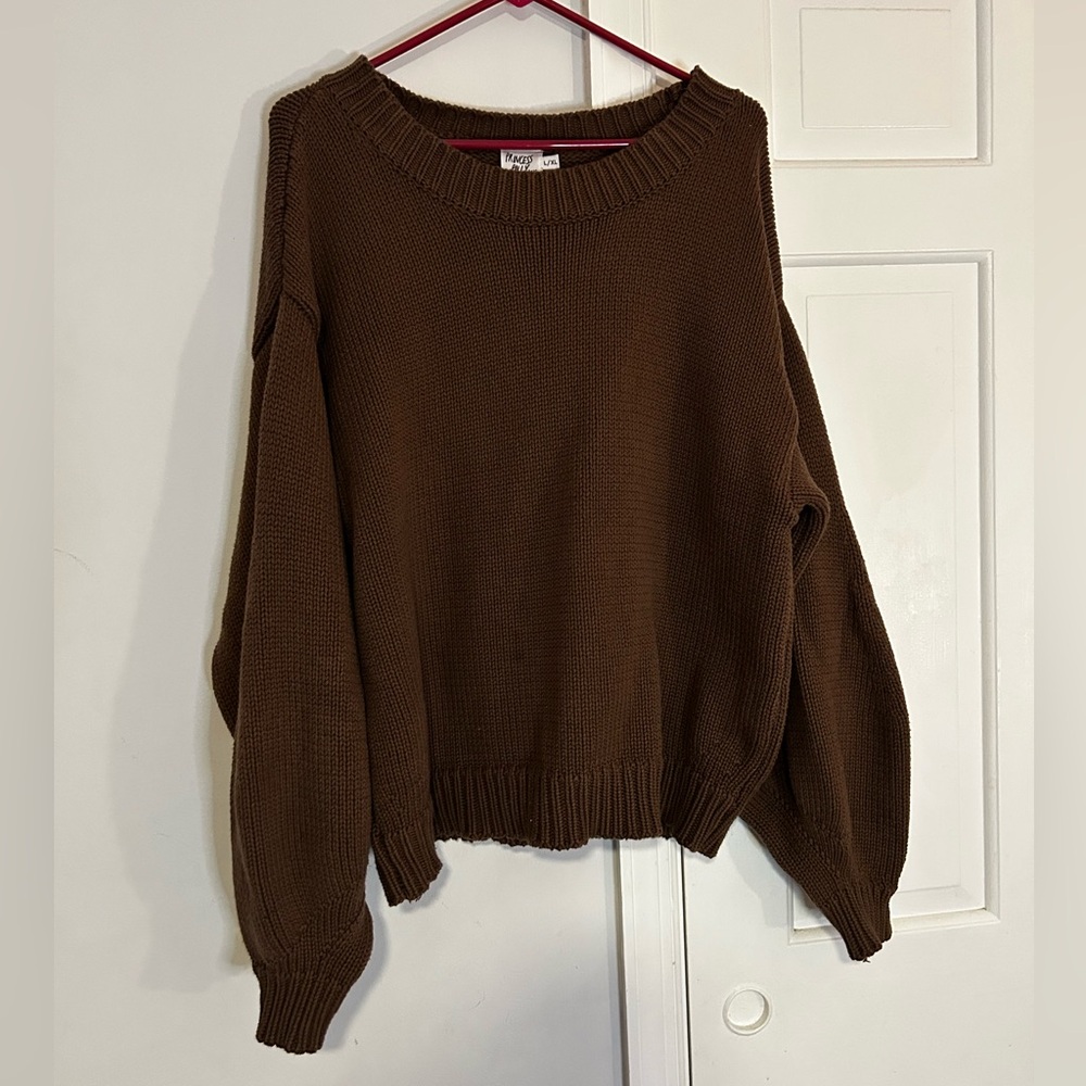 Princess Polly L/XL HARMONY KNIT SWEATER DARK BROWN